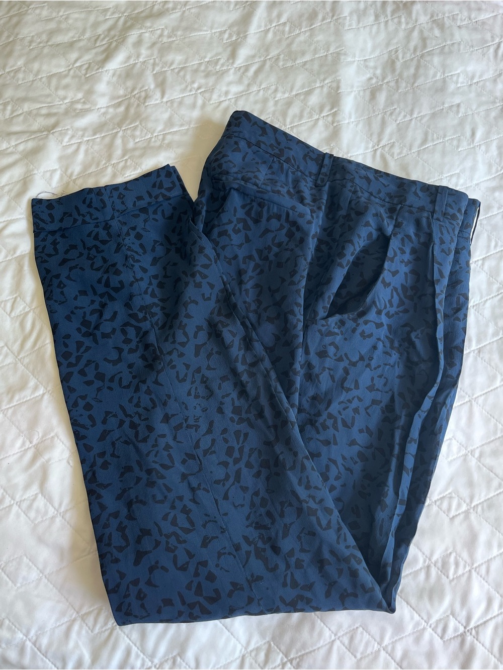 Theory Navy Blue Patterned Women's Trousers